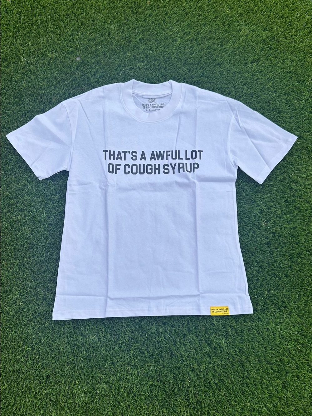 Men's White Short-Sleeve Graphic Tee - 'That's A Awful Lot Of Cough Syrup'